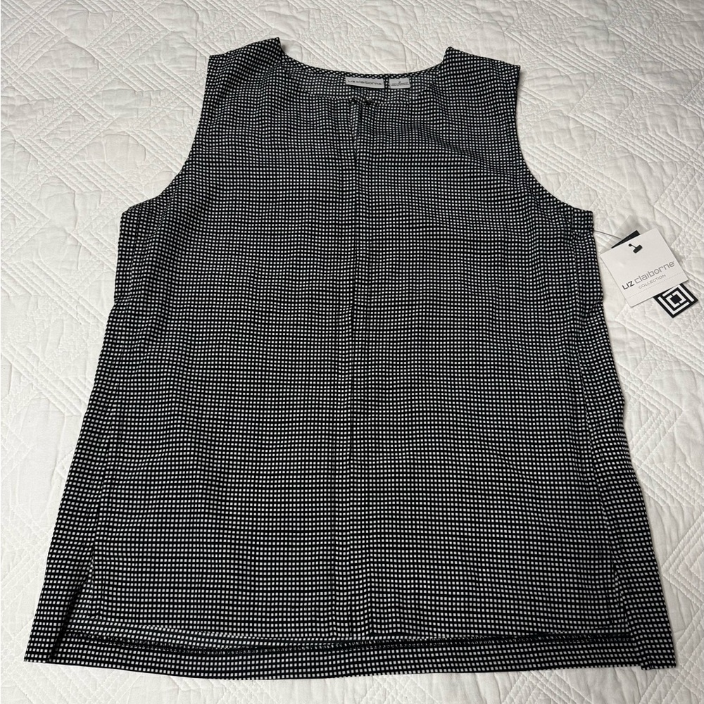 Liz Claiborne Black and White Sleeveless Blouse Size Medium NWT Officewear